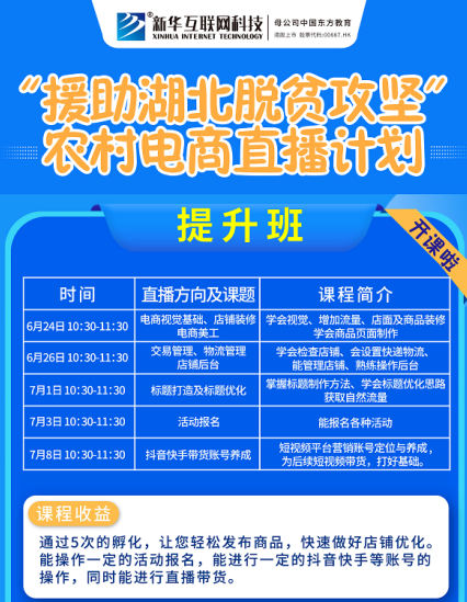 新華云課堂助力湖北脫貧攻堅 開展農(nóng)村電商免費直播課