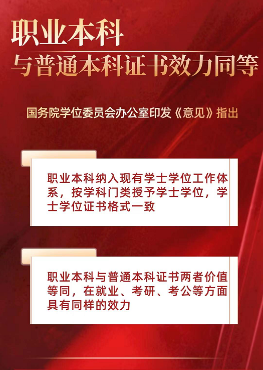 又一利好消息，教育部再發(fā)文：職業(yè)本科與普通本科證書效力同等！